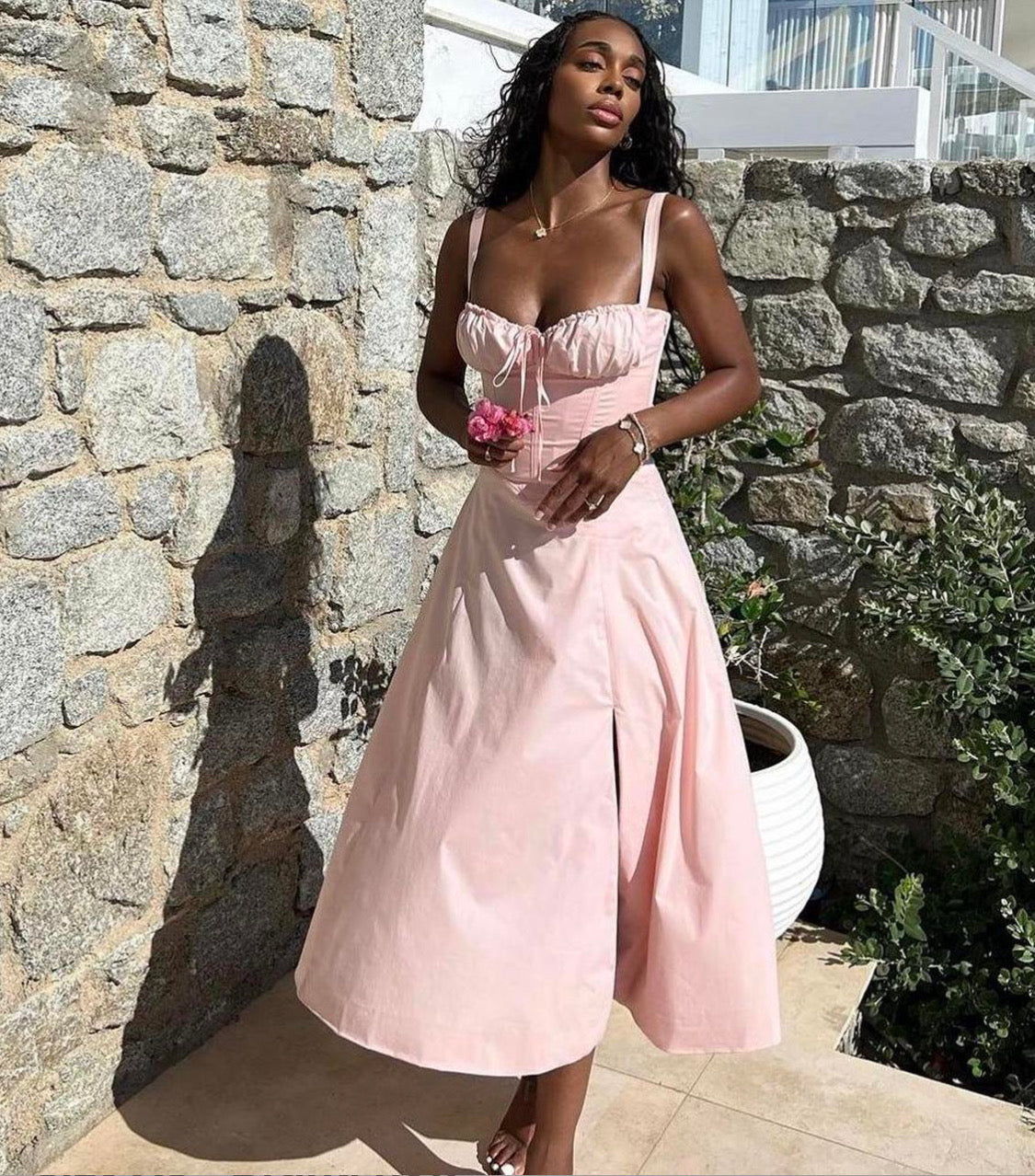 HOUSE OF CB CARMEN BABY PINK BUSTIER DRESS SIZE 6, 8