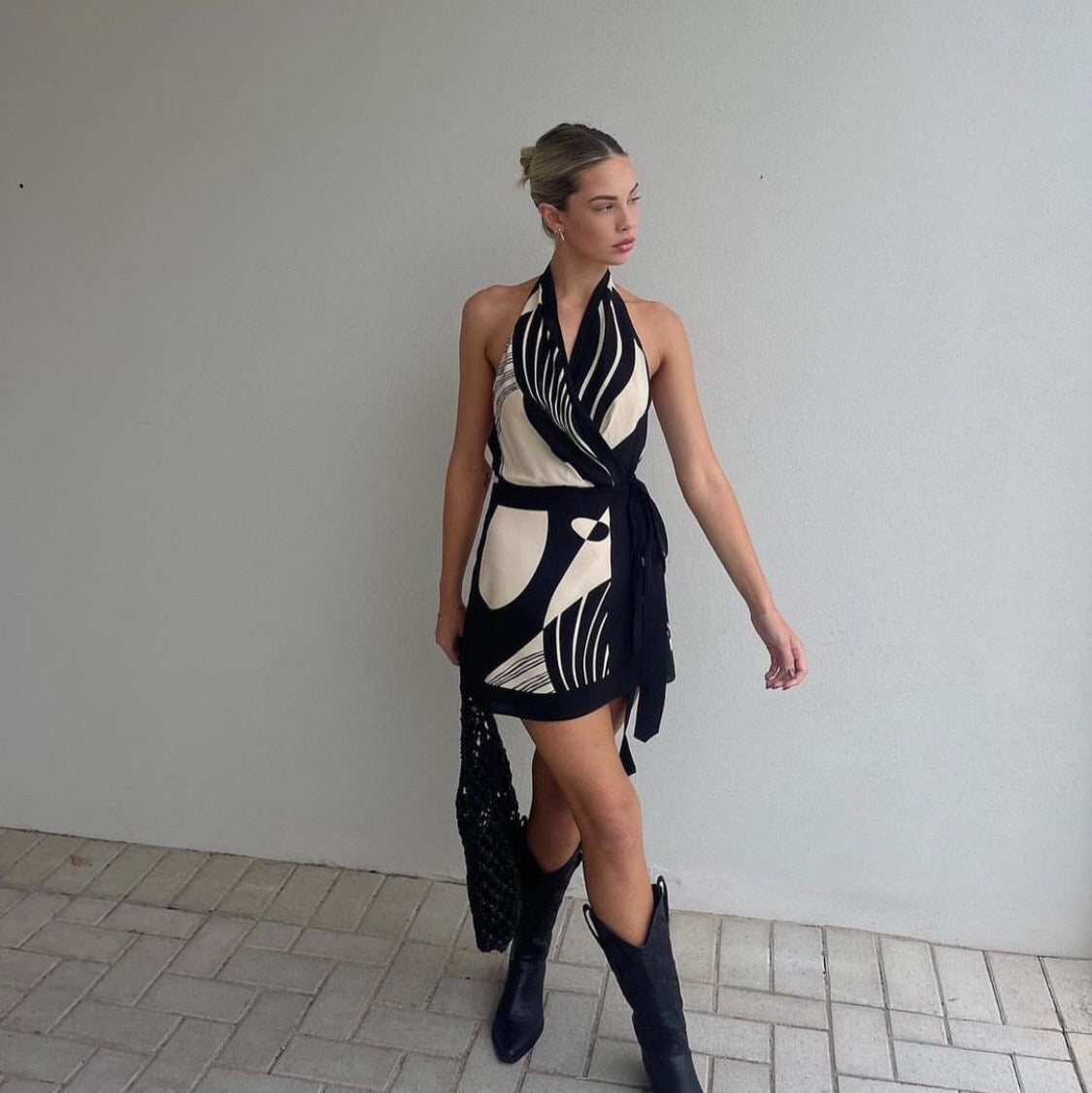SIR THE LABEL REALISME WRAP HALTER MINI DRESS SIZE 6, 8, 10