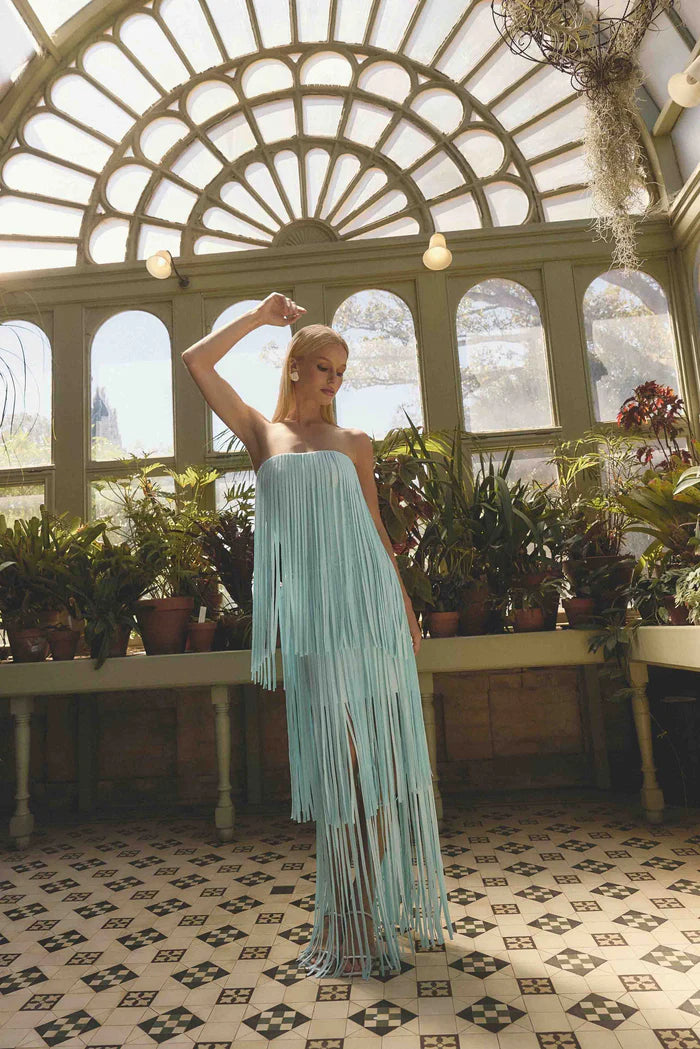 ELLIATT ALYA TIERED MAXI DRESS IN BLUE SIZE 8