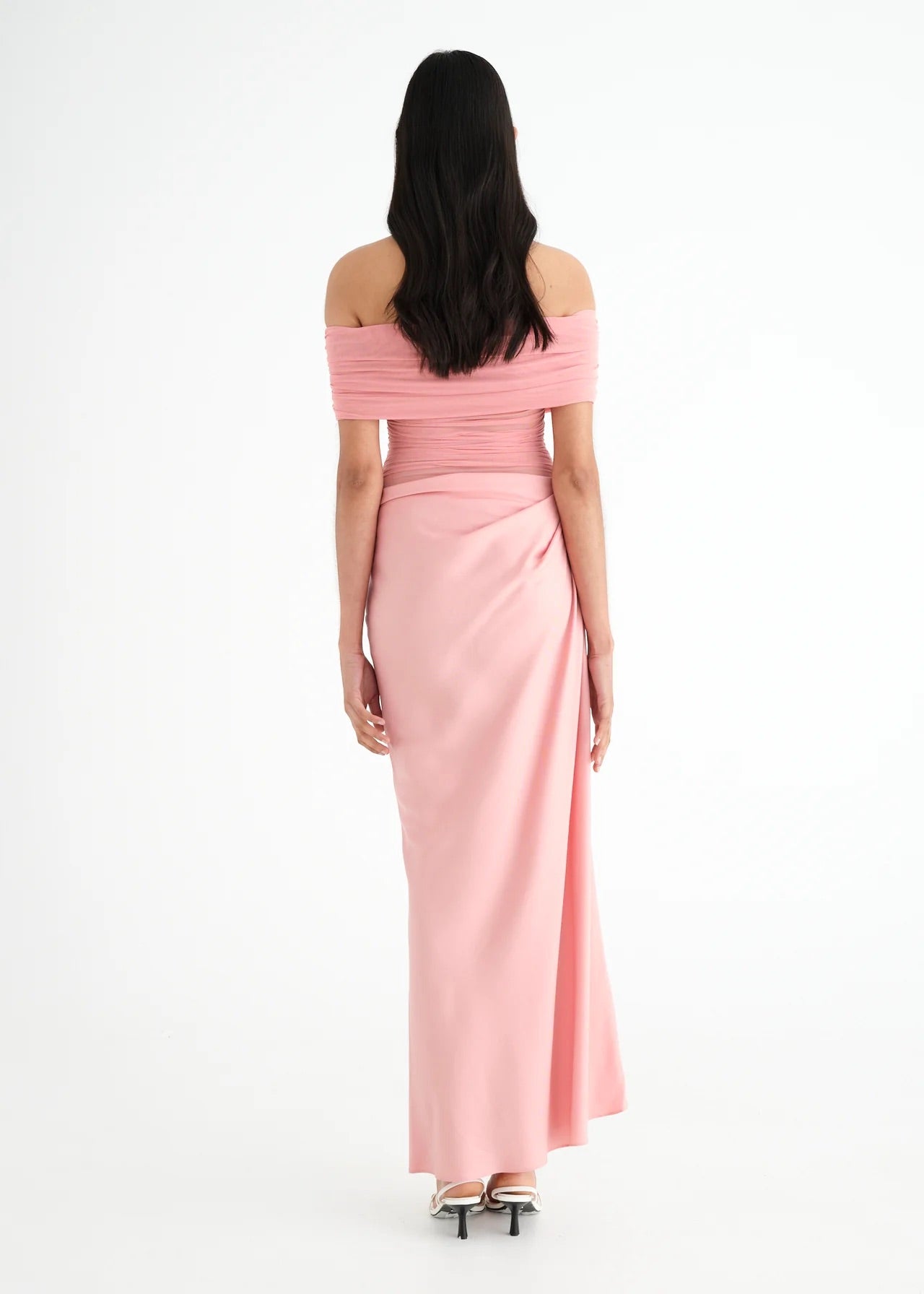 (FOR SALE) BENNI NICO OFF SHOULDER MAXI DRESS CANDY FLOSS PINK SIZE 6