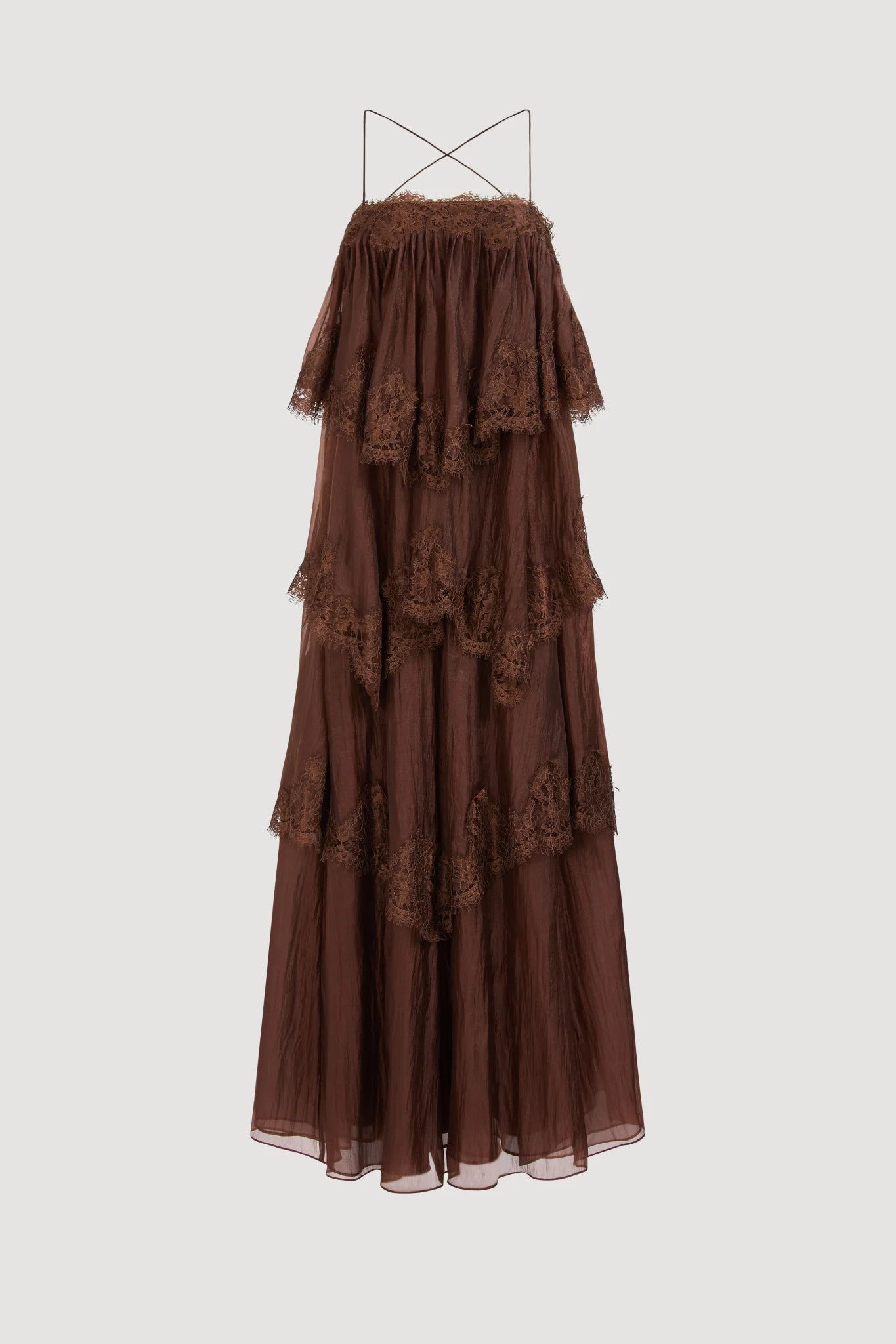 AJE OPHELIA LACE GOWN CHOCOLATE BROWN SIZE 8