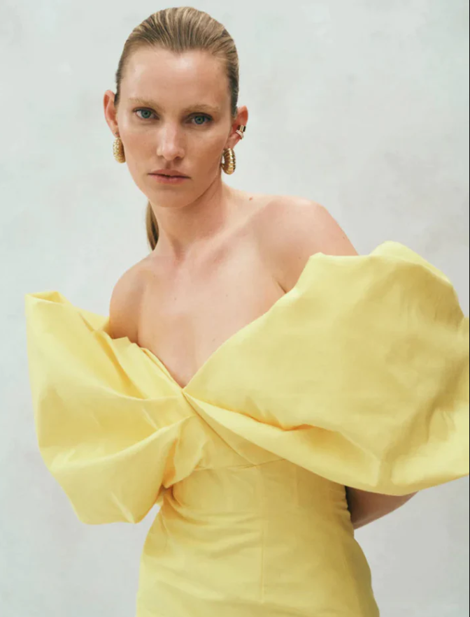 RACHEL GILBERT XAVIER MIDI IN YELLOW SIZE 10