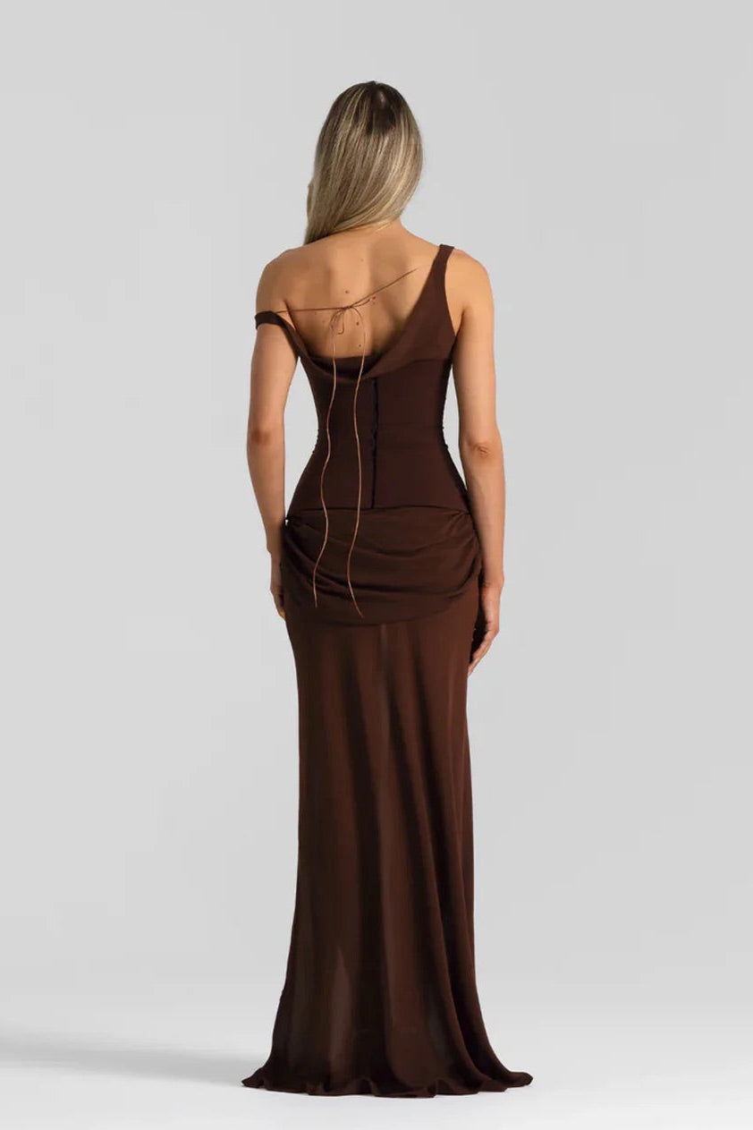 NATALIE ROLT CADENCE GOWN ESPRESSO SIZE 8