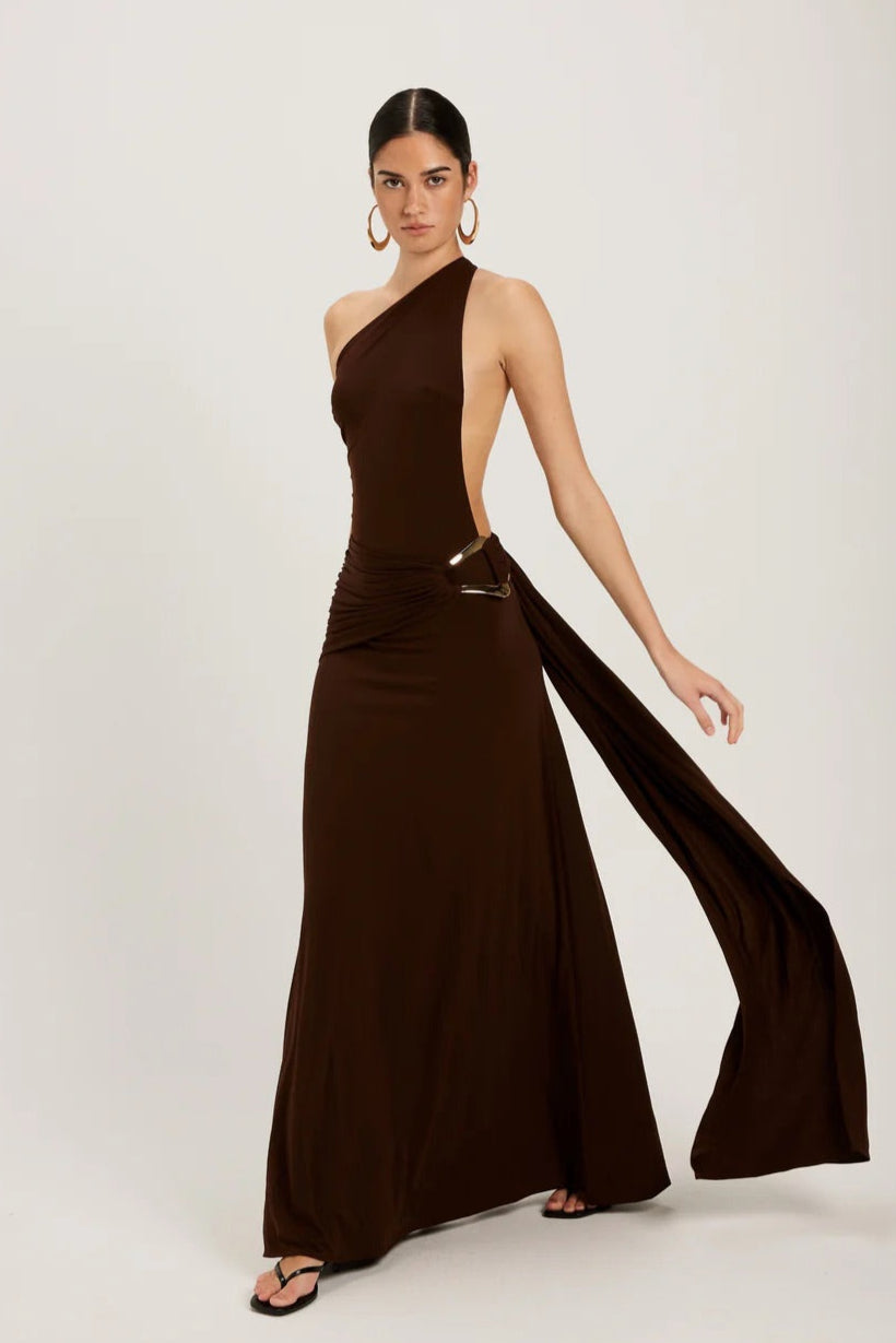 ANCE GRIA GAIA GOWN BROWN SIZE 8