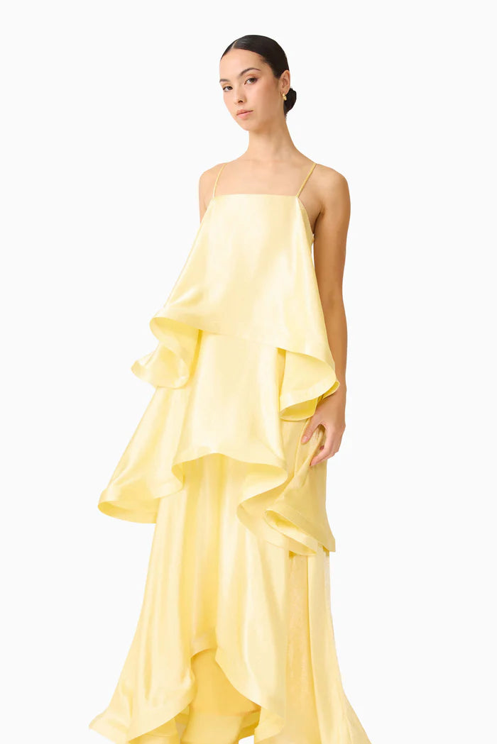 ELLIATT TILLY TIERED MAXI DRESS BUTTER YELLOW SIZE 8