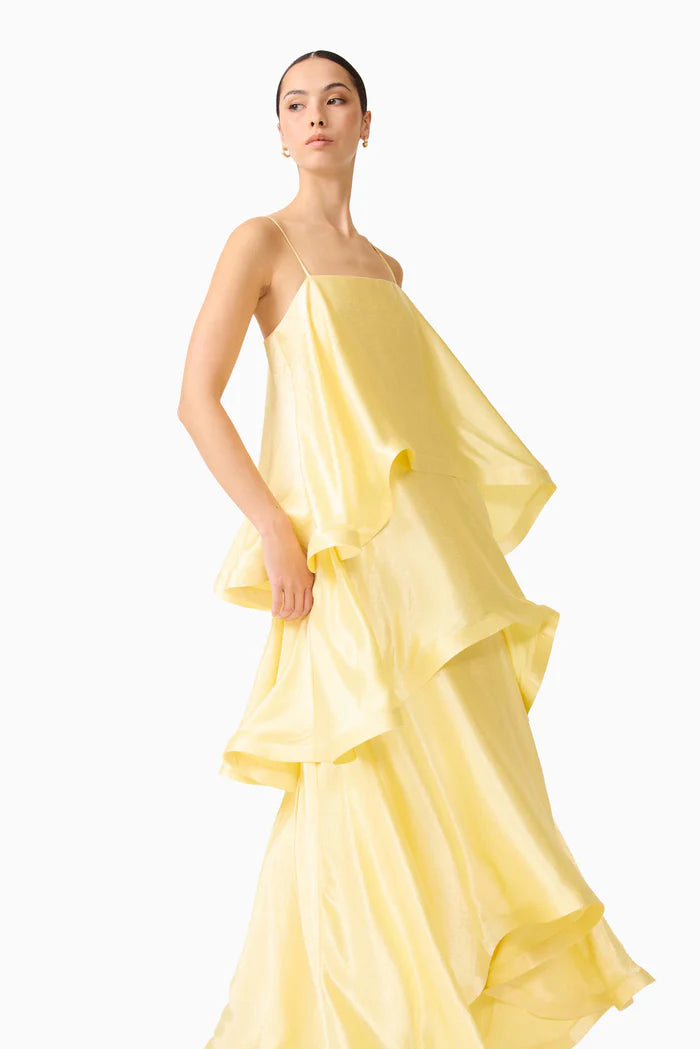 ELLIATT TILLY TIERED MAXI DRESS BUTTER YELLOW SIZE 8