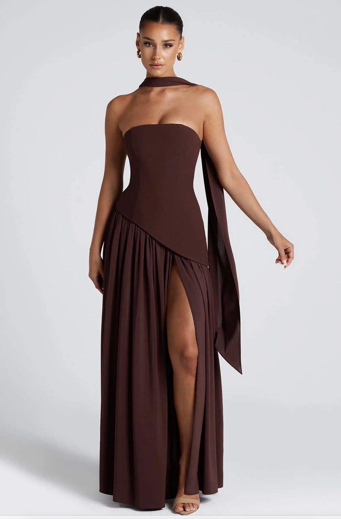 BABYBOO MALIYAH MAXI DRESS PLUM BROWN SIZE 8