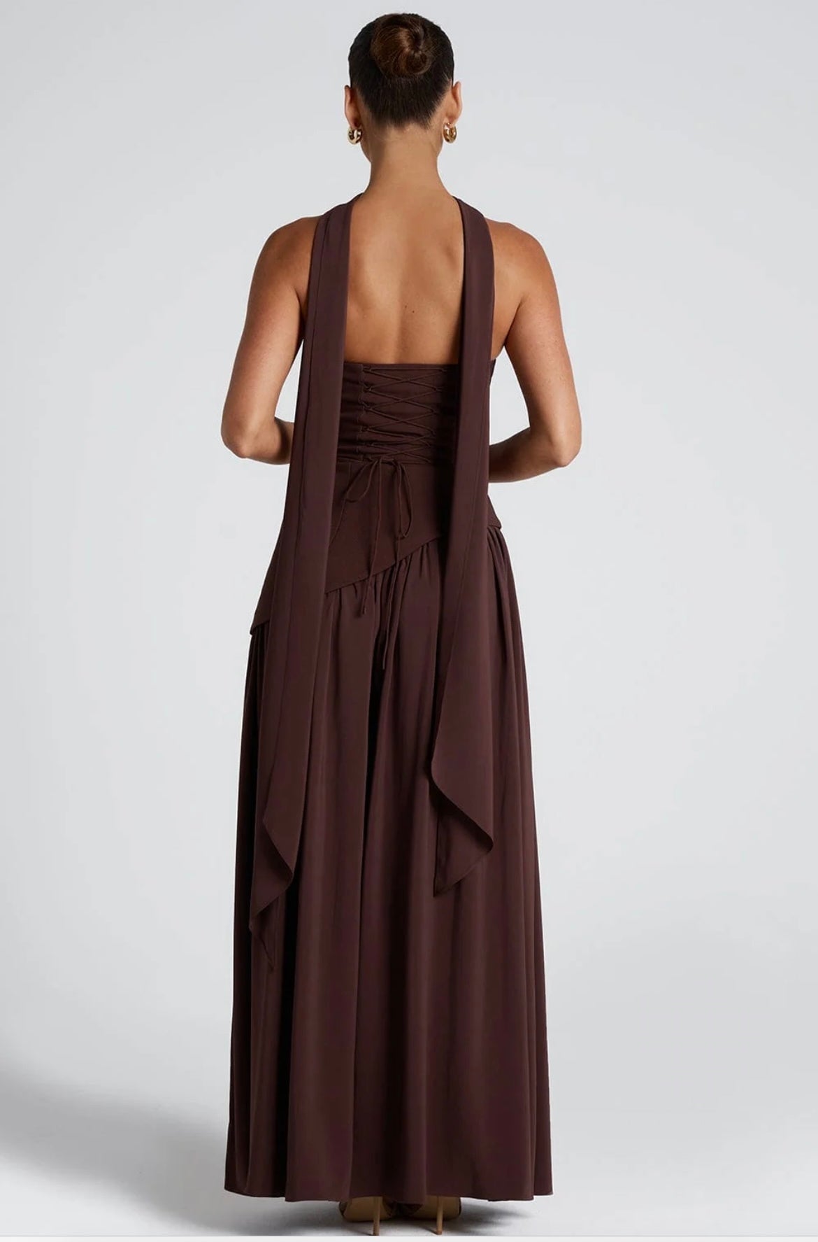 BABYBOO MALIYAH MAXI DRESS PLUM BROWN SIZE 8