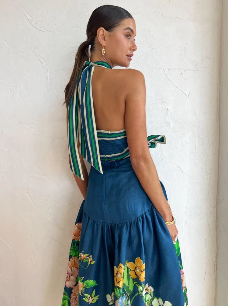 ALEMAIS LYLA HALTER MIDI DRESS SIZE 10