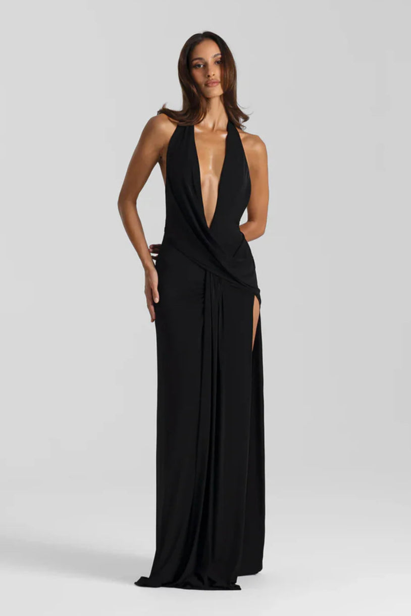 NATALIE ROLT WINONA GOWN IN BLACK SIZE 8