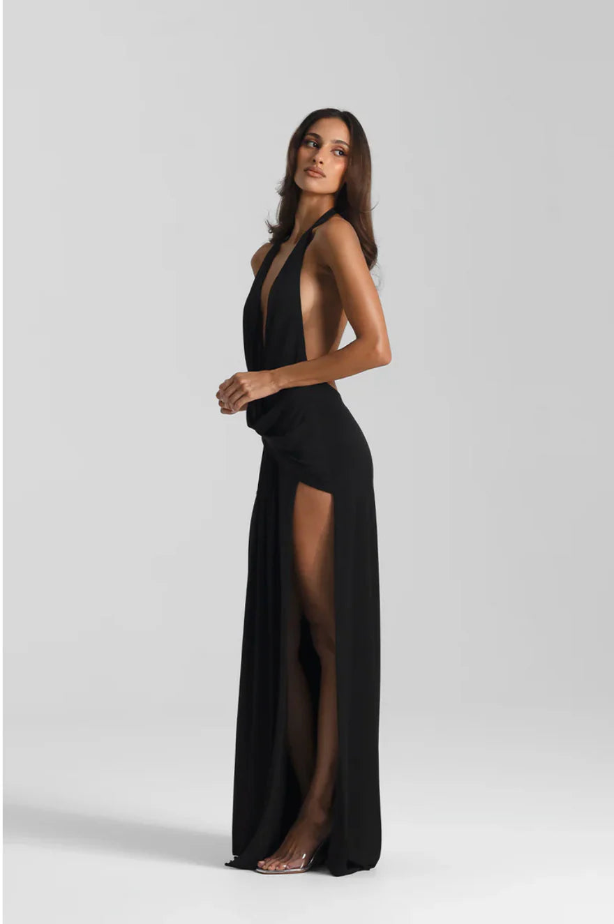 NATALIE ROLT WINONA GOWN IN BLACK SIZE 8