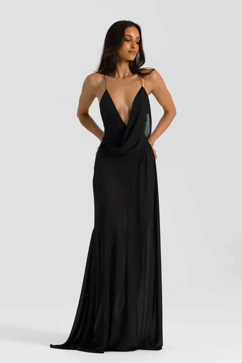 natalie rolt black dress Natalie Rolt 'Miranda' Gown in Black HONEY HIRE BOUTIQUE