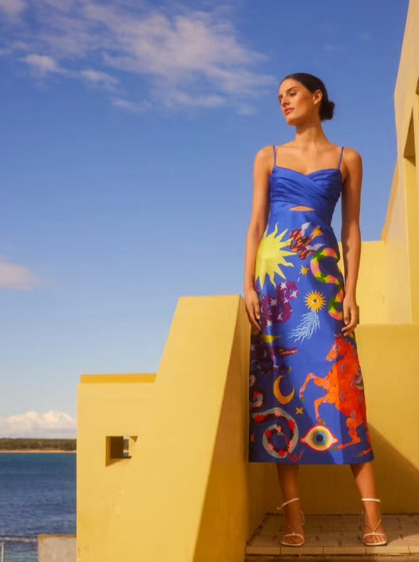 ALEMAIS GUARDIAN MIDI IN AZURE SIZE 6, 8
