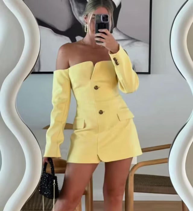 SIR THE LABEL SANDRINE TAILORED MINI IN LIMONE SIZE 8, 10