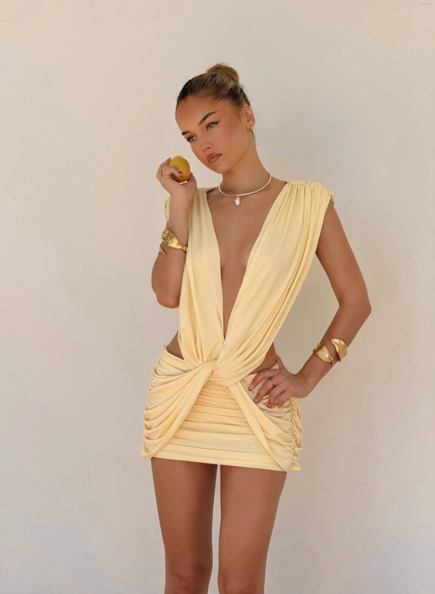 VIVIENNE COLLECTION LILOU DRESS LEMON YELLOW SIZE 8, 10