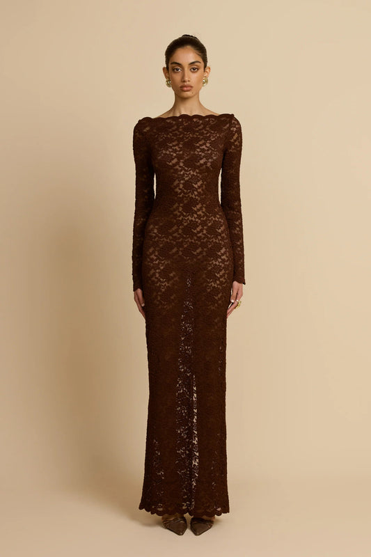 ARCINA ORI MONET MAXI DRESS CHOCOLATE BROWN SIZE 8, 10