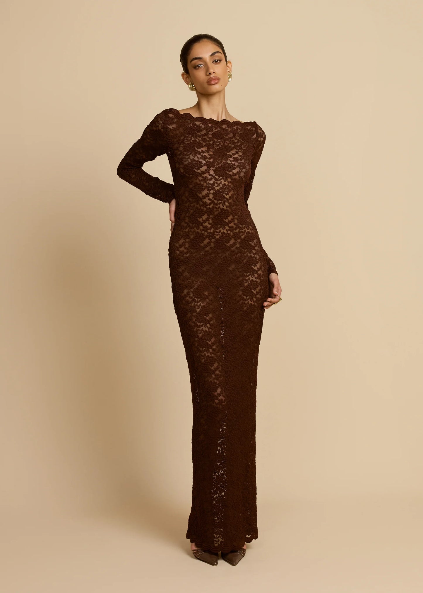 ARCINA ORI MONET MAXI DRESS CHOCOLATE BROWN SIZE 8, 10