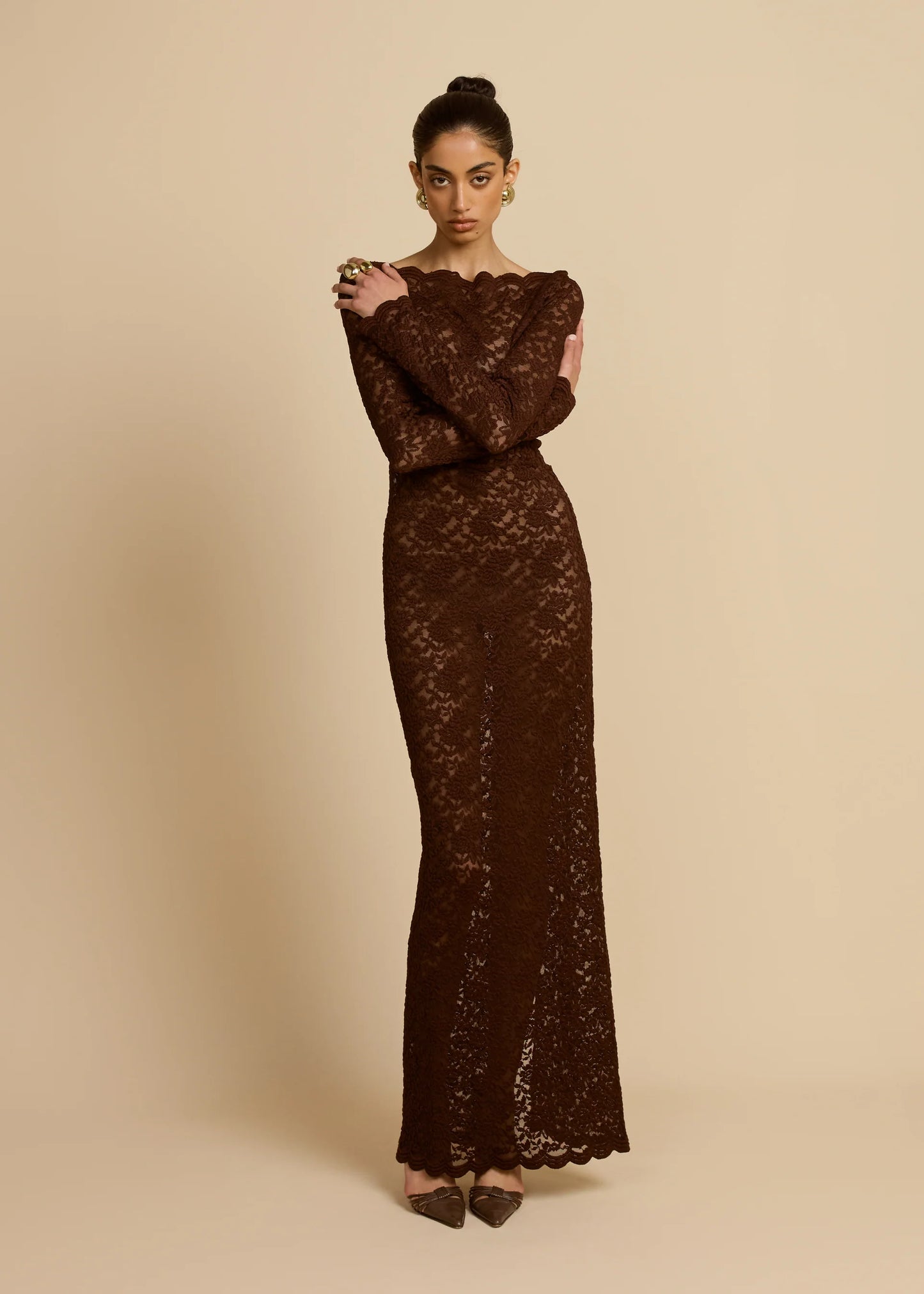 ARCINA ORI MONET MAXI DRESS CHOCOLATE BROWN SIZE 8, 10