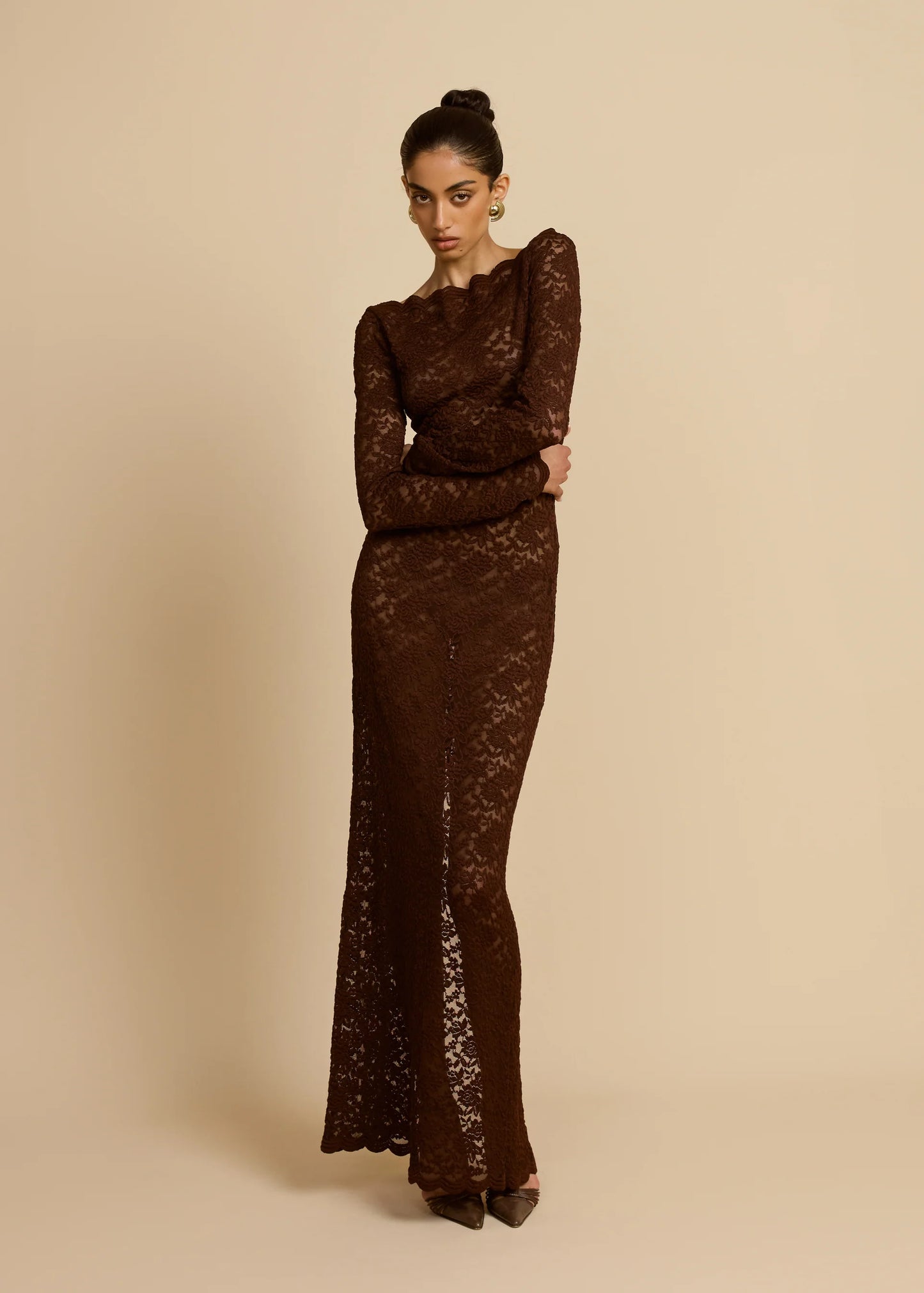 ARCINA ORI MONET MAXI DRESS CHOCOLATE BROWN SIZE 8, 10