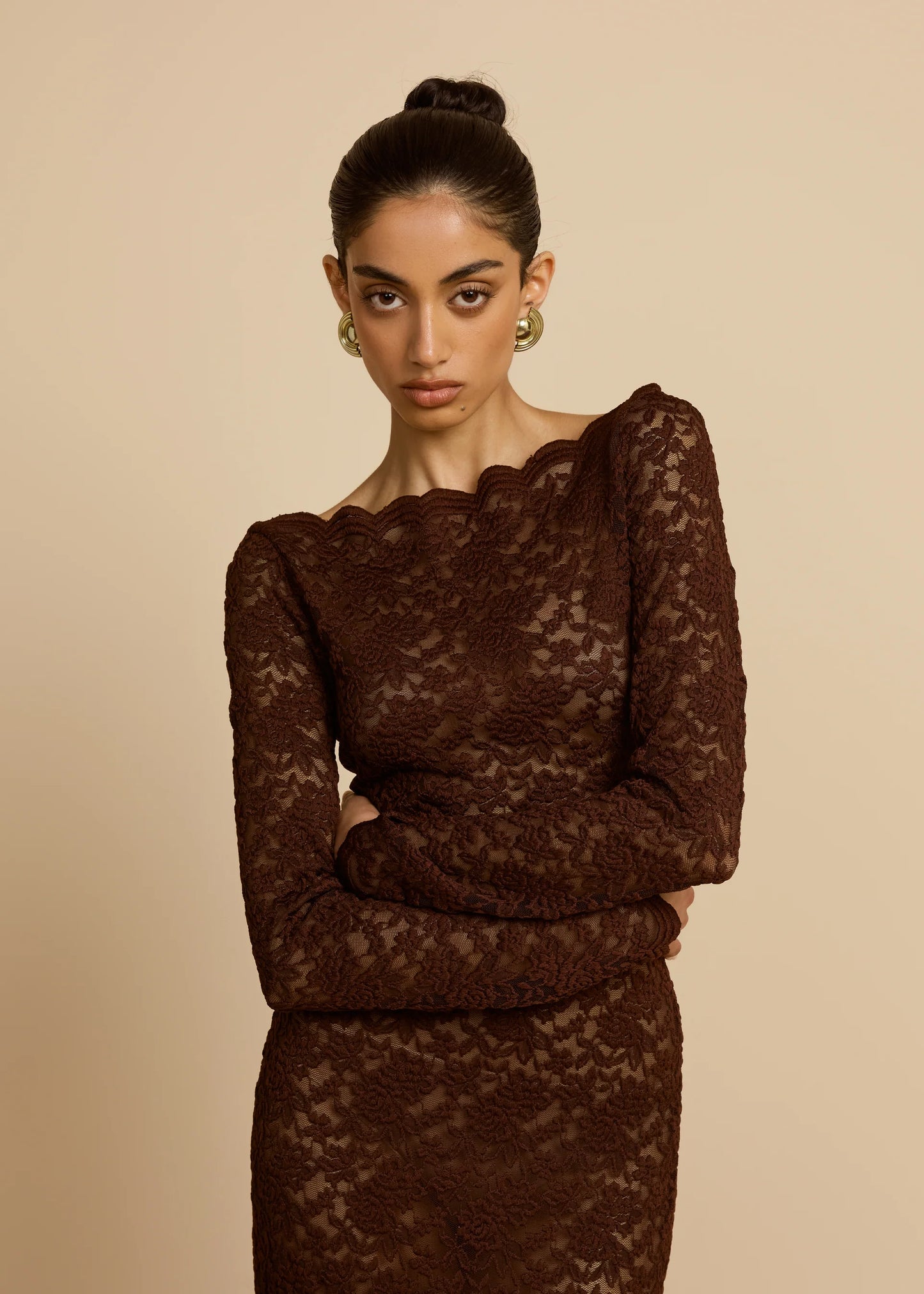 ARCINA ORI MONET MAXI DRESS CHOCOLATE BROWN SIZE 8, 10
