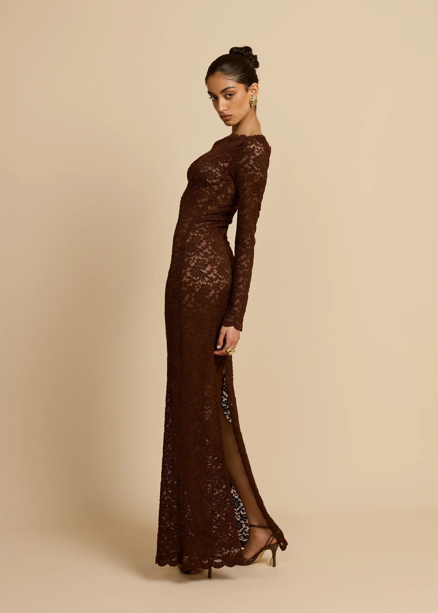 ARCINA ORI MONET MAXI DRESS CHOCOLATE BROWN SIZE 8, 10