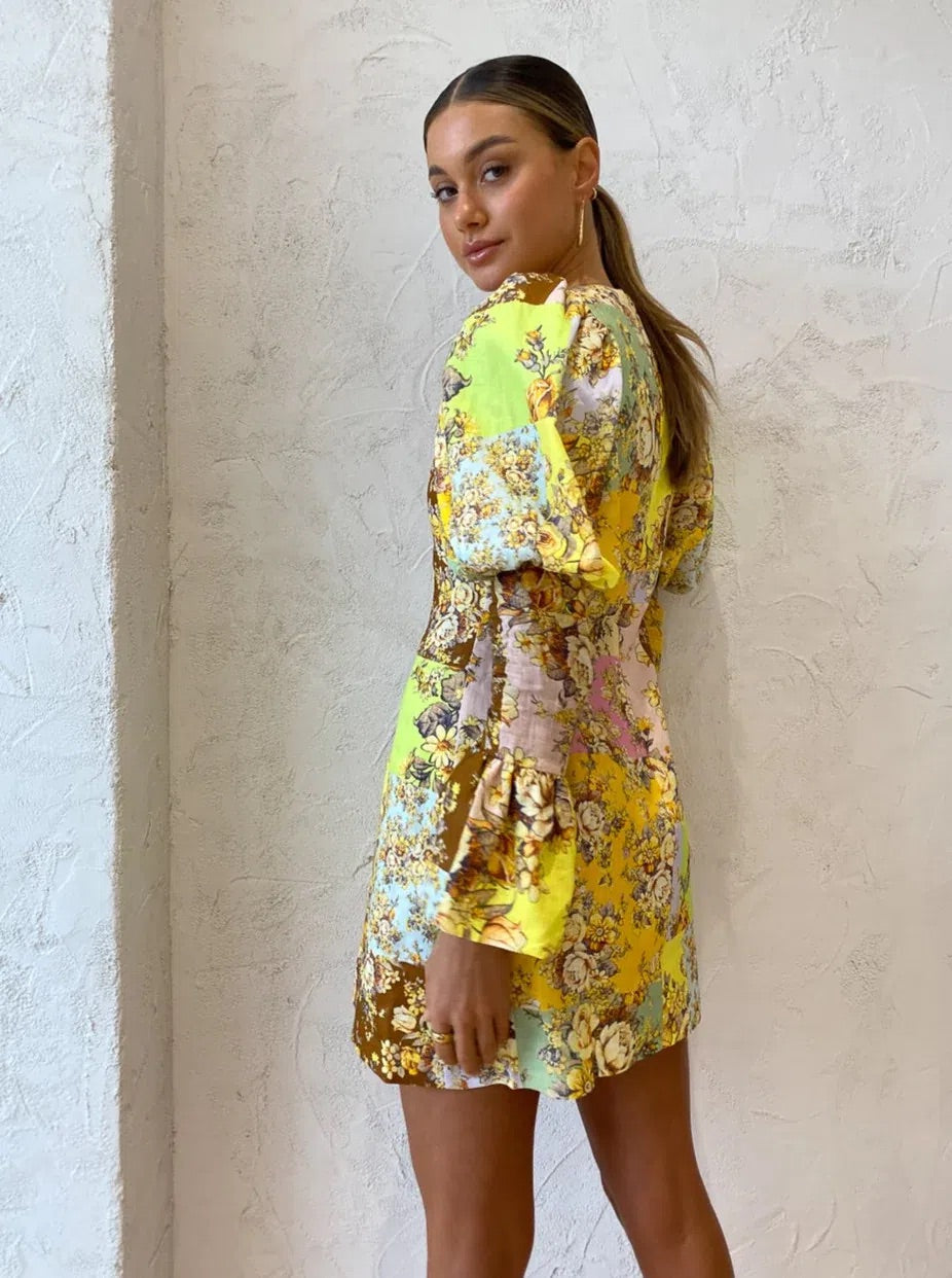 ALEMAIS MATILDE PUFF SLEEVE MINI DRESS PRINT SIZE 10 ALEMAIS MATILDE PUFF SLEEVE MINI DRESS PRINT SIZE 10