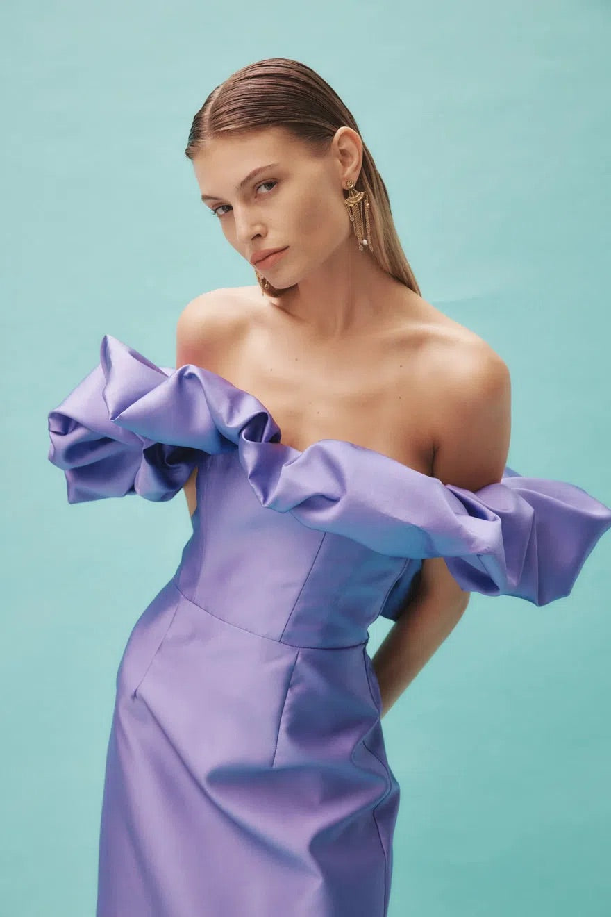 ALEMAIS SUZI OFF SHOULDER MIDI DRESS SIZE 8 – Curated Collection