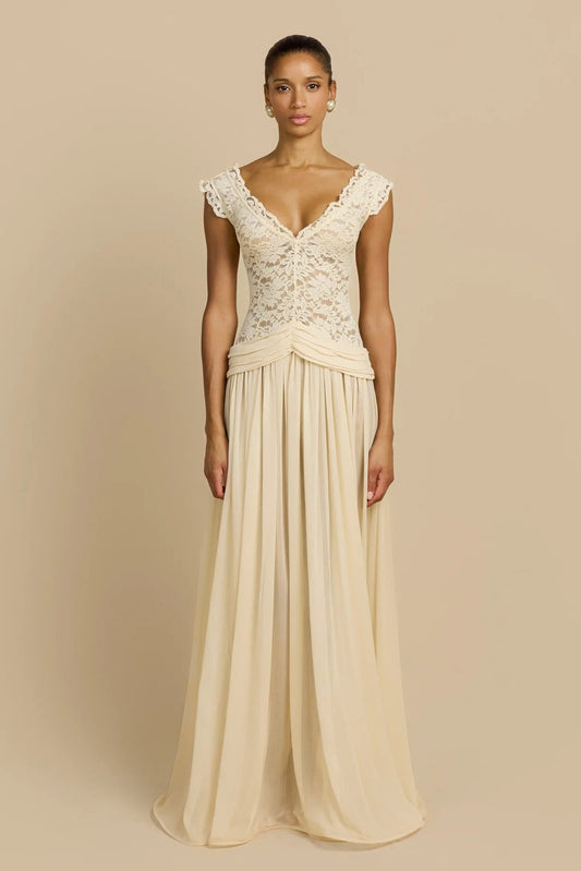 ARCINA ORI ARABELLA DRESS BEIGE SIZE 8