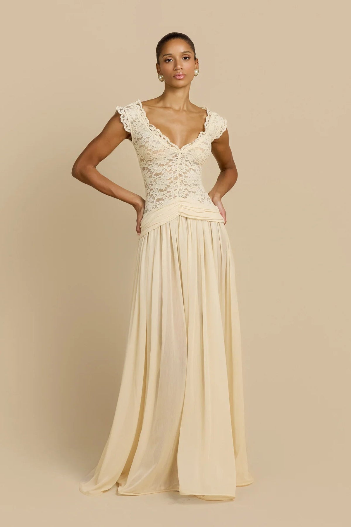 ARCINA ORI ARABELLA DRESS BEIGE SIZE 8