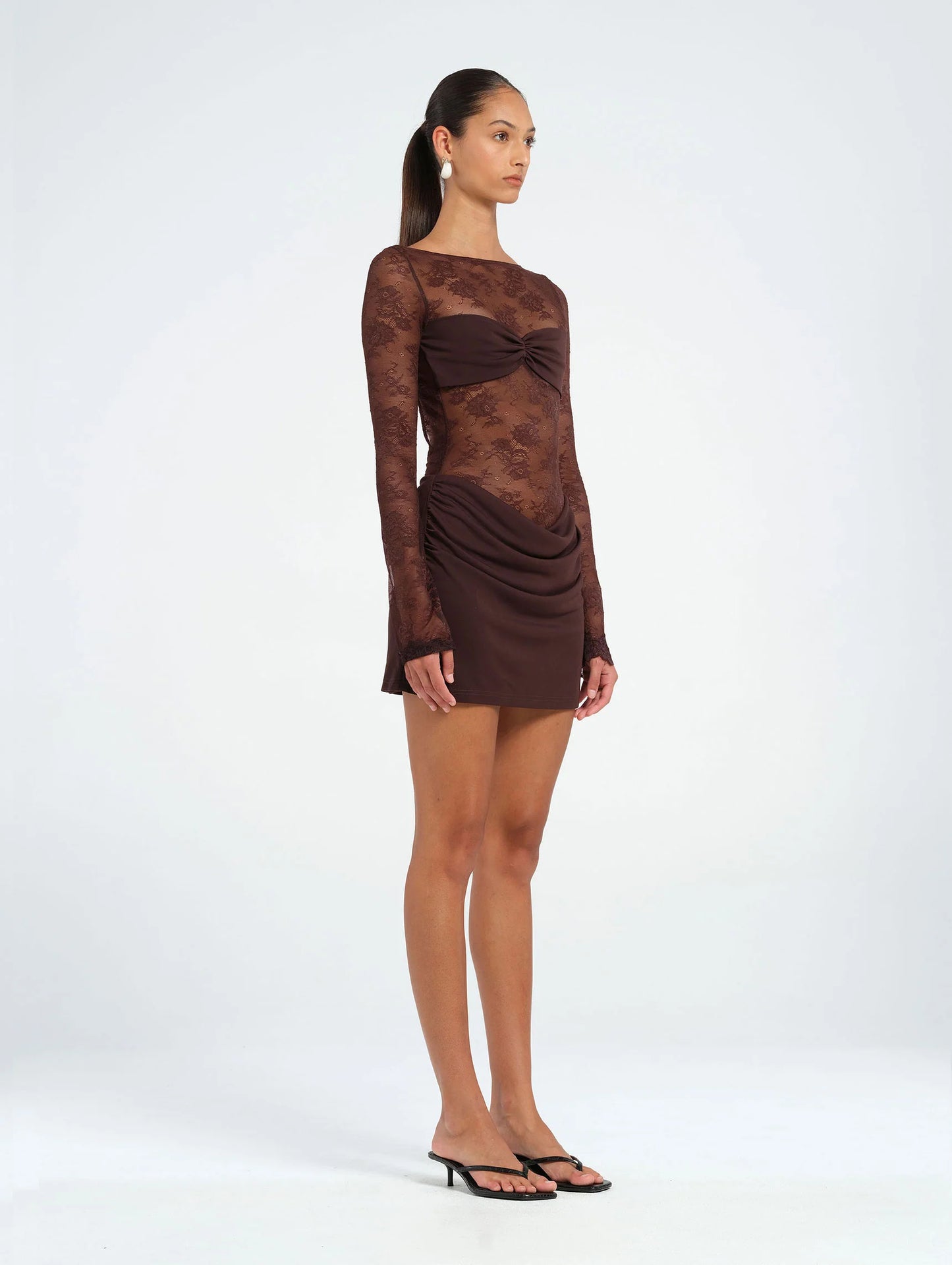 BENNI OSKAR MINI DRESS BROWN CHOCOLATE SIZE 8