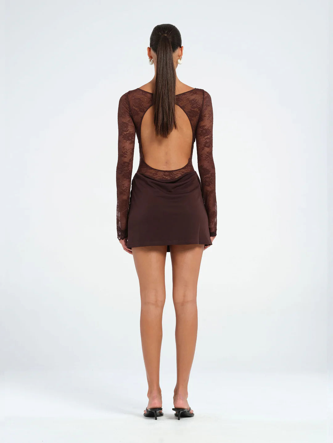 BENNI OSKAR MINI DRESS BROWN CHOCOLATE SIZE 8