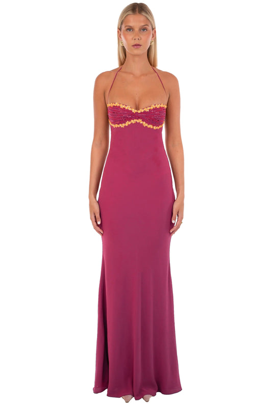 I AM DELILAH DELILAH MAXI DRESS WINE SIZE 8