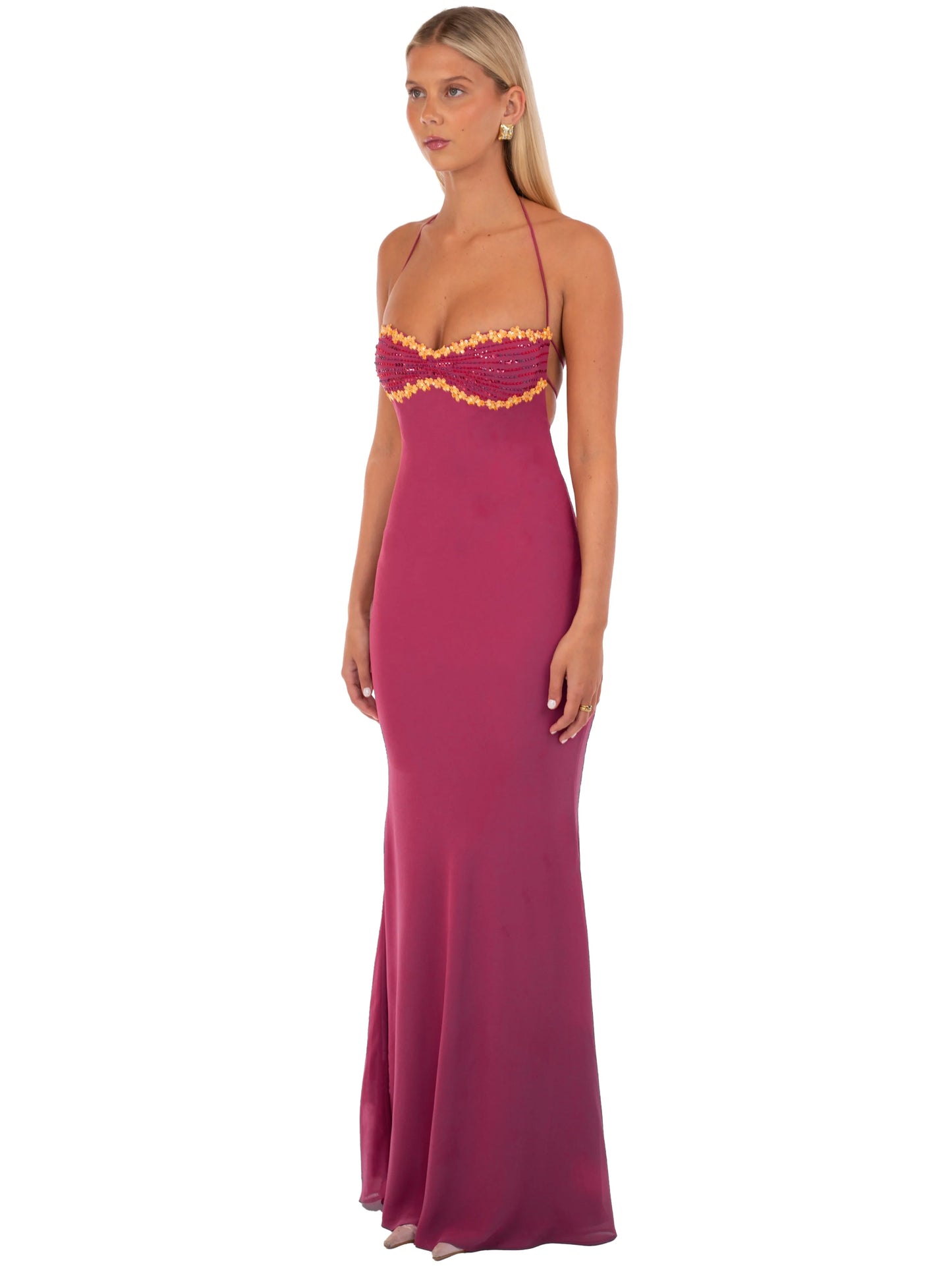 I AM DELILAH DELILAH MAXI DRESS WINE SIZE 8