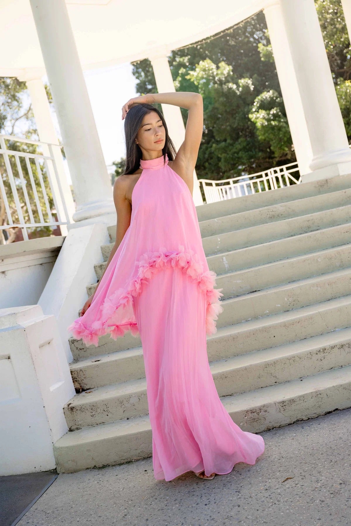 ELLIATT POPPY CAPE GOWN PINK SIZE 8