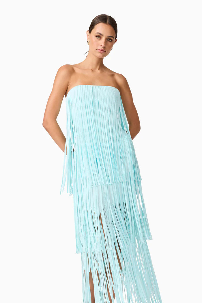 ELLIATT ALYA TIERED MAXI DRESS IN BLUE SIZE 8