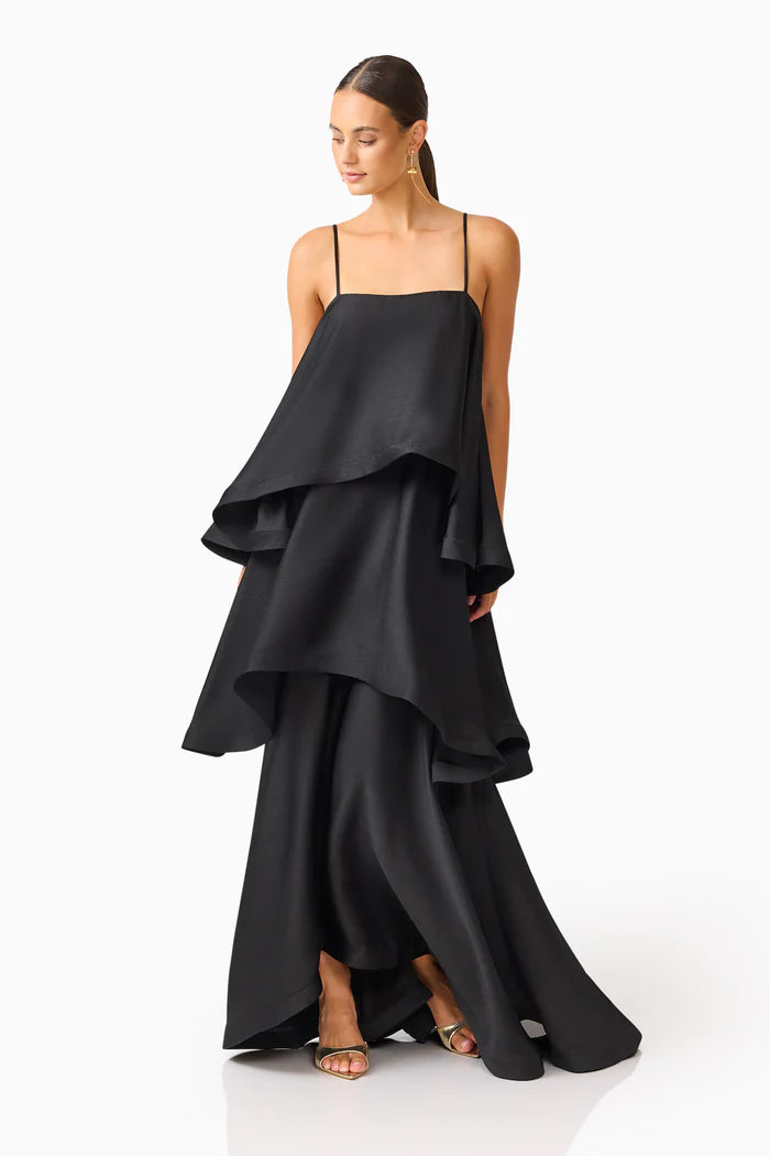 ELLIATT TILLY TIERED MAXI DRESS BLACK SIZE 8, 10, 12
