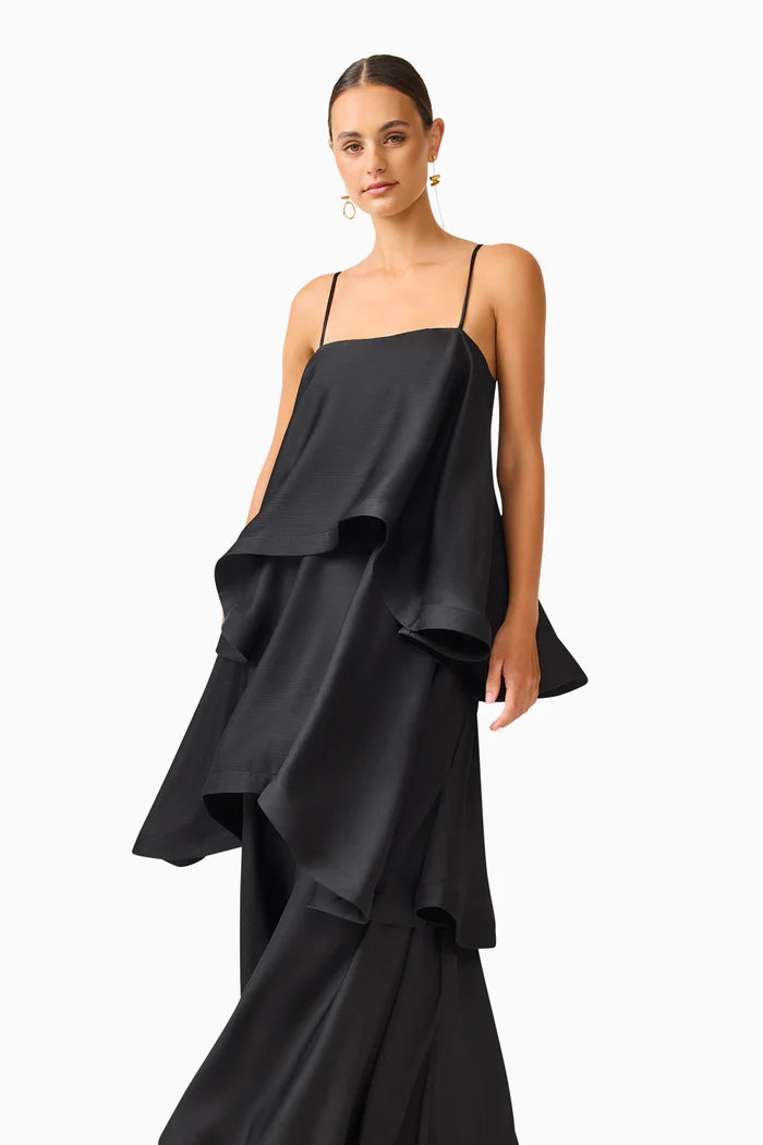ELLIATT TILLY TIERED MAXI DRESS BLACK SIZE 8, 10, 12
