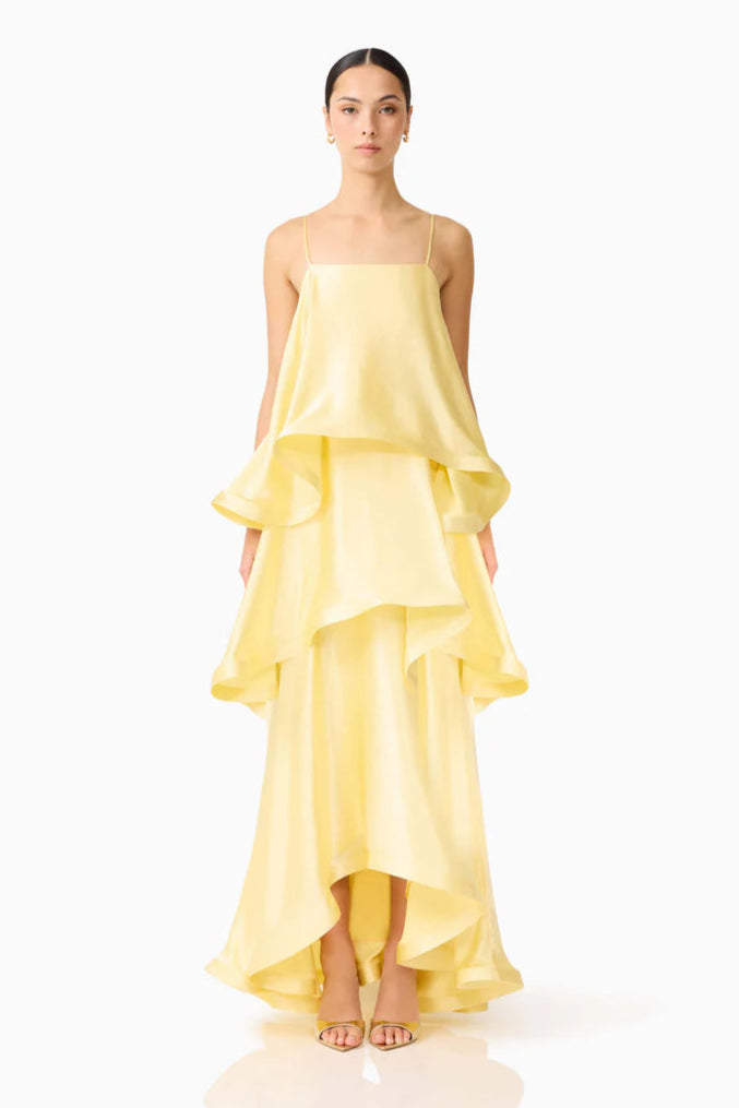 ELLIATT TILLY TIERED MAXI DRESS BUTTER YELLOW SIZE 8