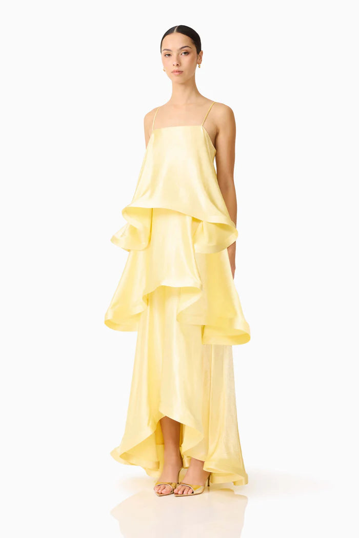 ELLIATT TILLY TIERED MAXI DRESS BUTTER YELLOW SIZE 8