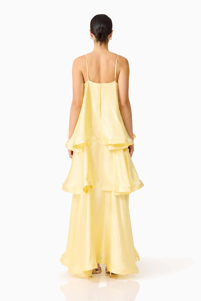 ELLIATT TILLY TIERED MAXI DRESS BUTTER YELLOW SIZE 8