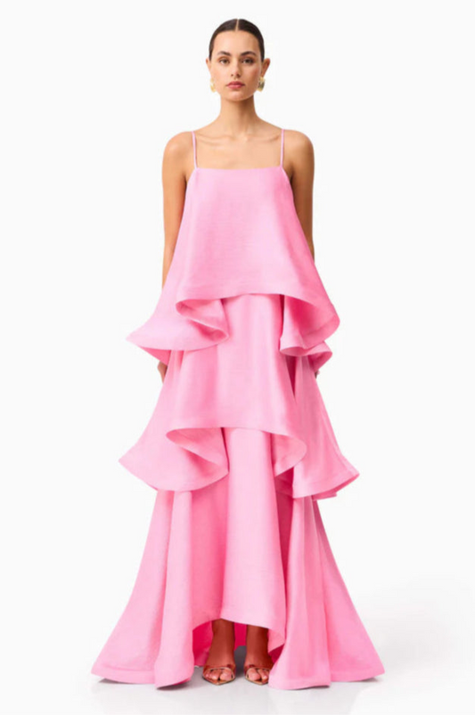 ELLIATT TILLY TIERED MAXI DRESS IN PINK SIZE 8