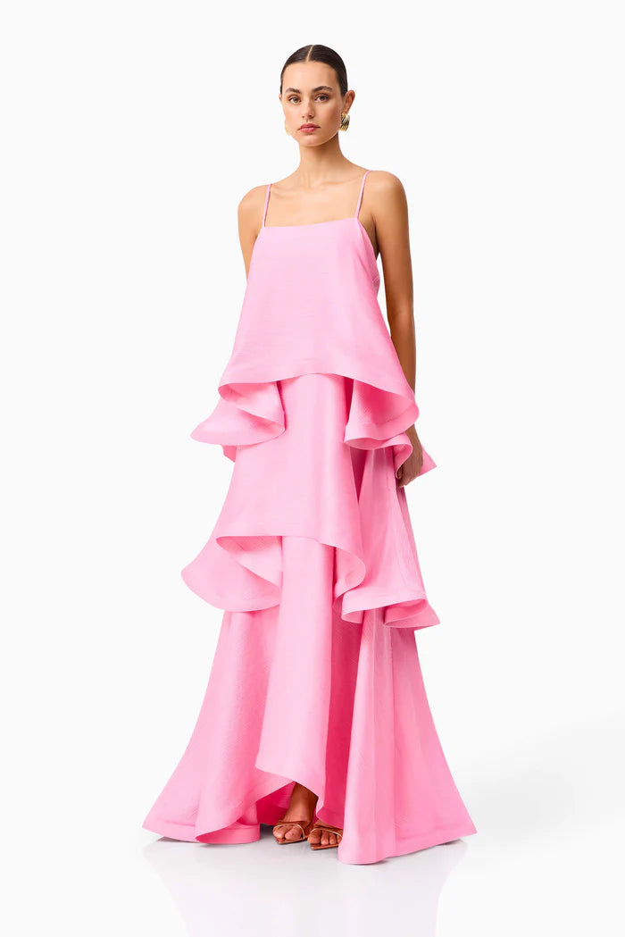 ELLIATT TILLY TIERED MAXI DRESS IN PINK SIZE 8