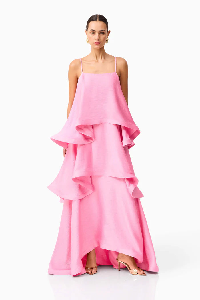 ELLIATT TILLY TIERED MAXI DRESS IN PINK SIZE 8