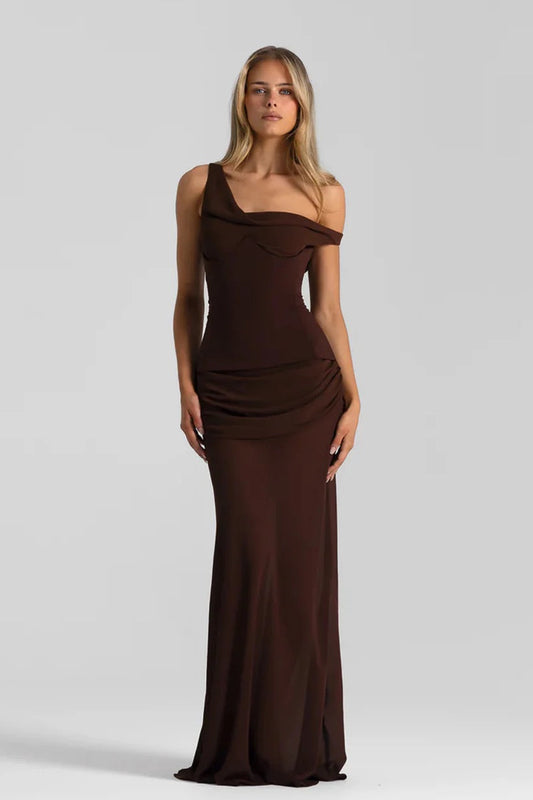 NATALIE ROLT CADENCE GOWN ESPRESSO SIZE 8
