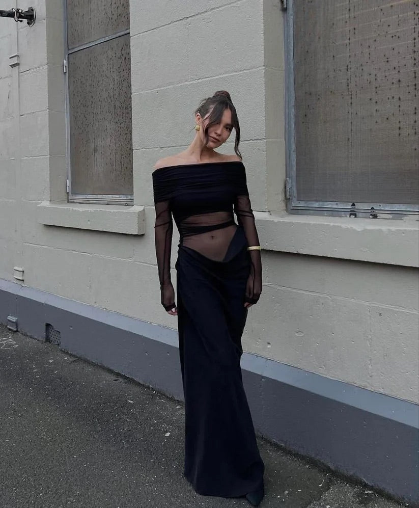 BENNI YASMIN OFF SHOULDER MAXI DRESS SIZE 8, 10