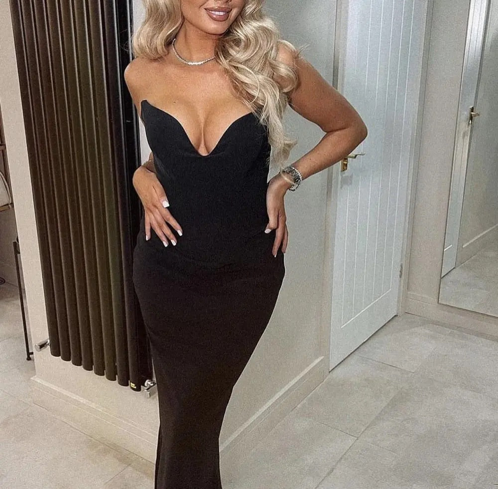 house of cb sabine dress HOUSE OF CB SABINE BLACK STRAPLESS CORSET DRESS SIZE 8,10 – Curated Collection