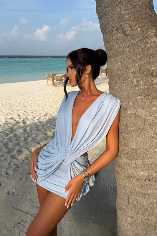 VIVIENNE COLLECTION LILOU DRESS LIGHT BLUE SIZE 8