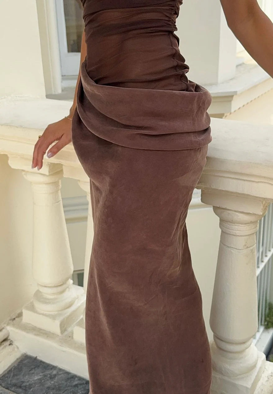 gina maxi dress benni Benni Gina Maxi Dress in Chocolate Brown