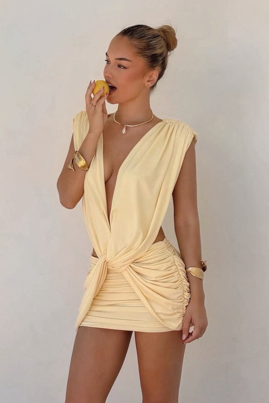 VIVIENNE COLLECTION LILOU DRESS LEMON YELLOW SIZE 8