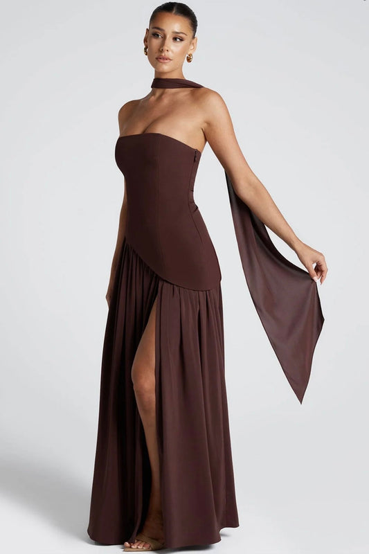 BABYBOO MALIYAH MAXI DRESS PLUM BROWN SIZE 8